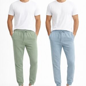 2 Pack Extra Large Casual Jogger Pants - Green and Ice Blue NWOT